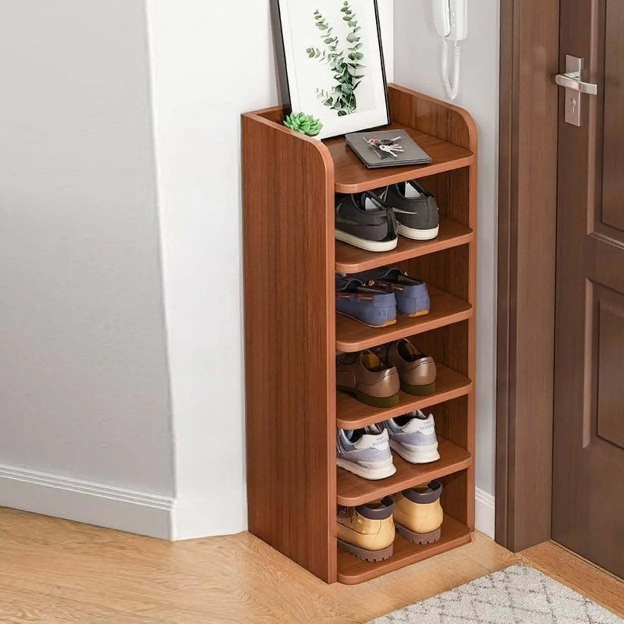 Lighom modern tall shoe brown shoe storage