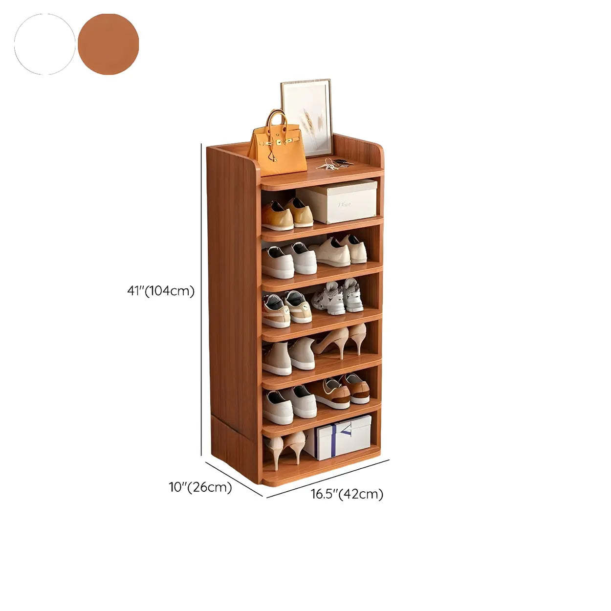 Tall Wood Entryway Shoe Rack