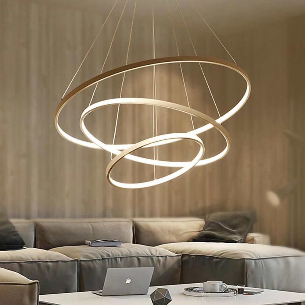 3 Ring Intterweaved Circle Design Pendant Lighting Aluminum Acrylic LED Ceiling Light-Lighom