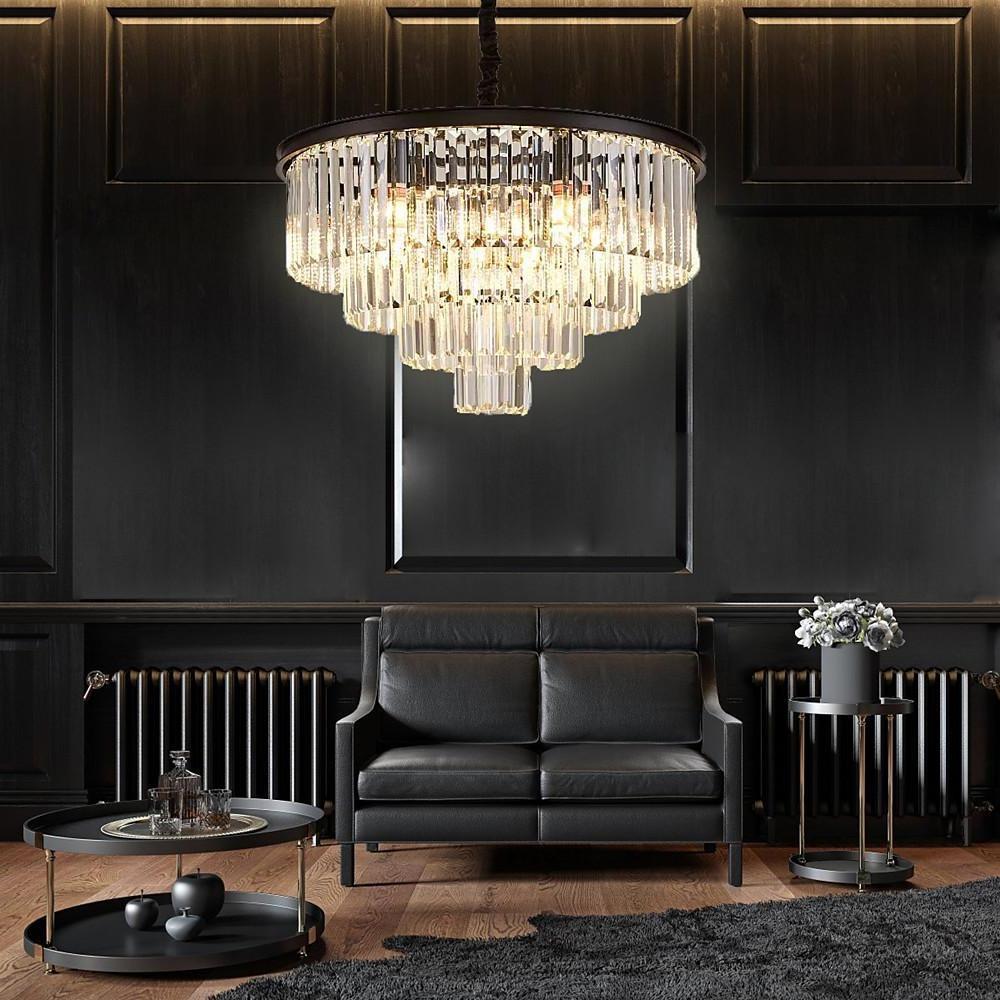 Modern Crystal Entryway Chandelier — Gold