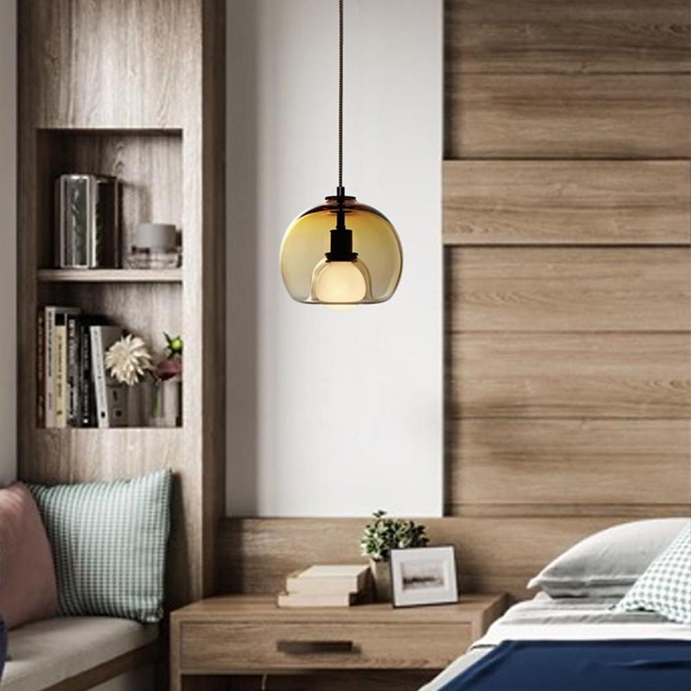 Semi Globe Electroplated Glass Metal LED Nordic Pendant Lighting-Lighom