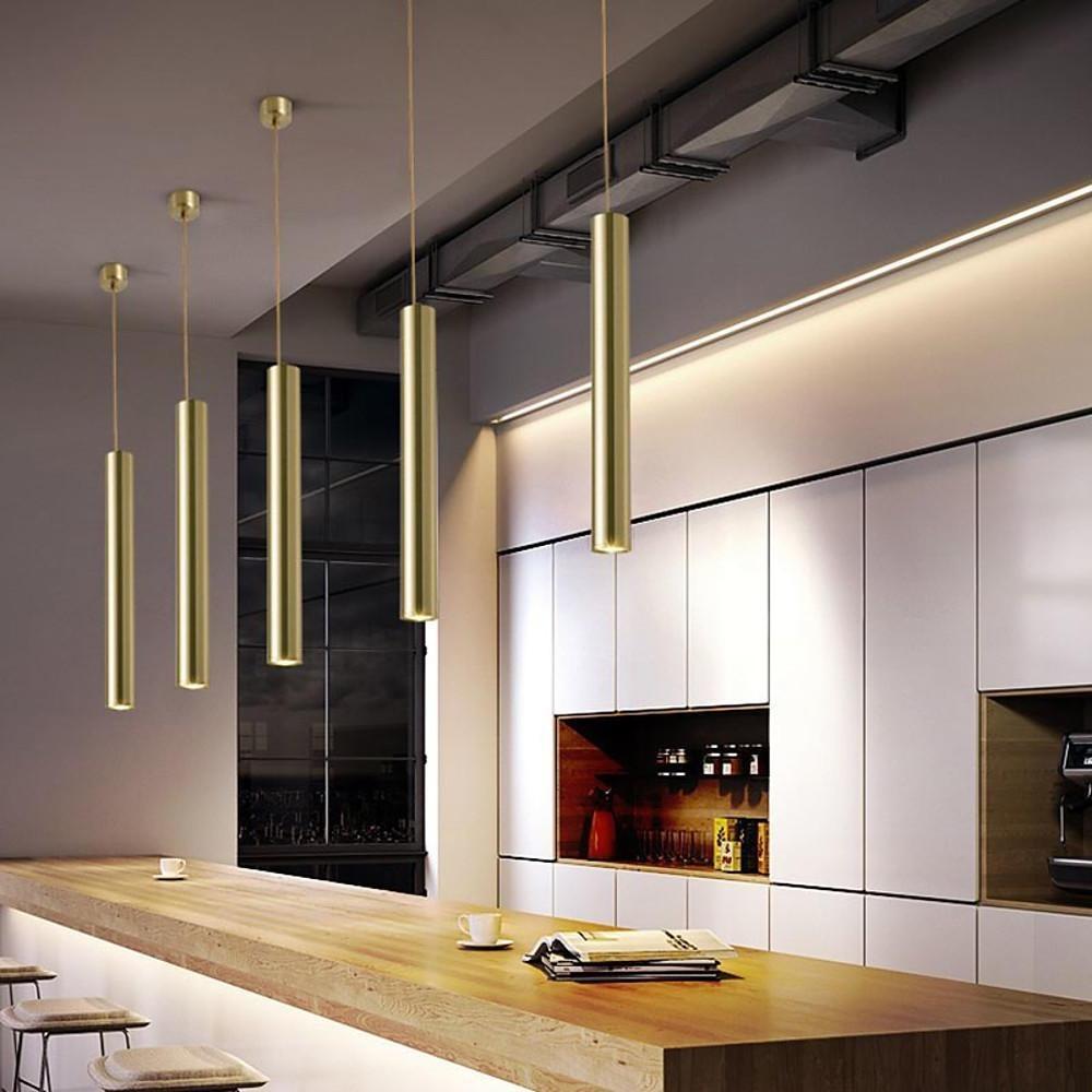 Industrial island linear white metal pendant lighting — 20"