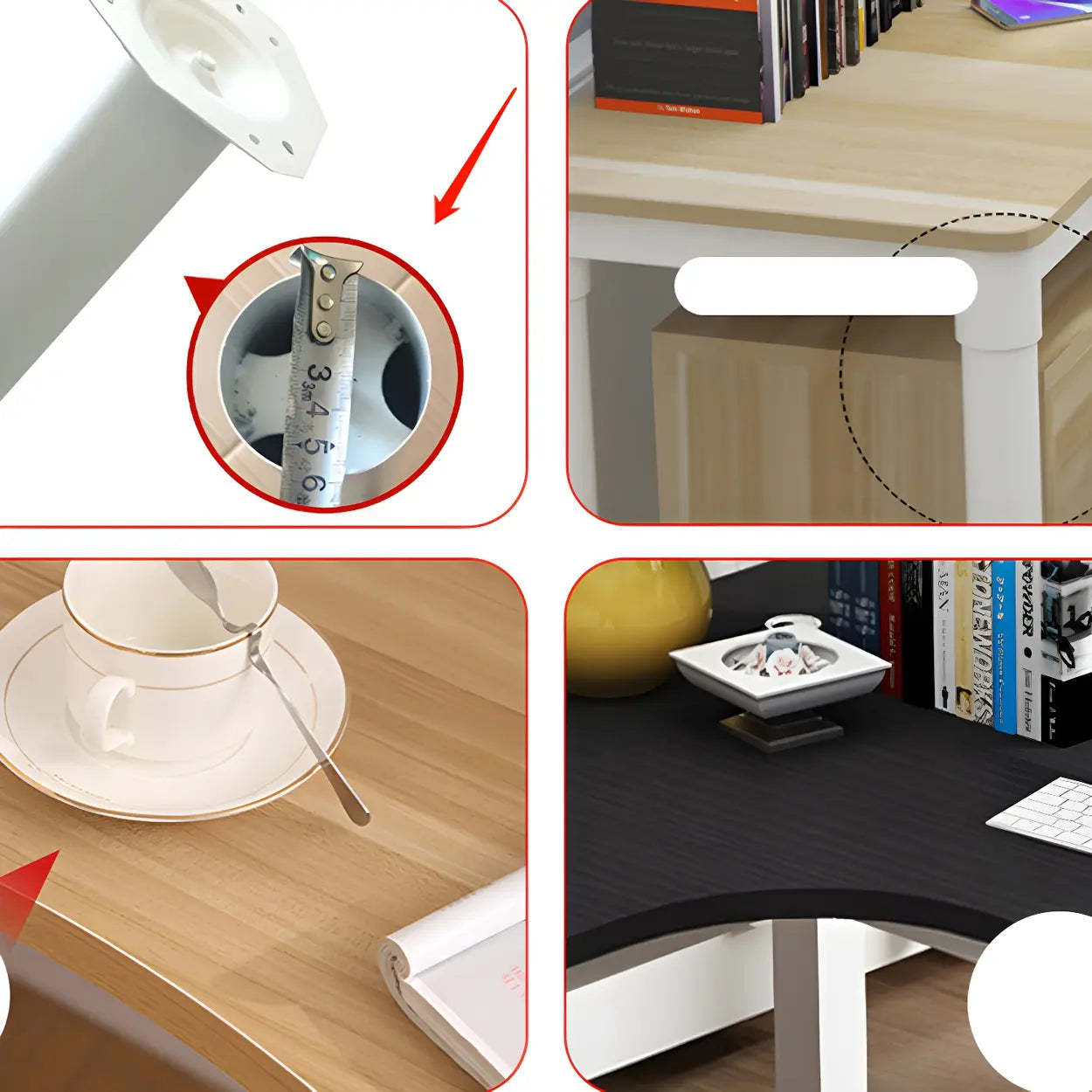 Textured White Wood Writing Desk with Shelf