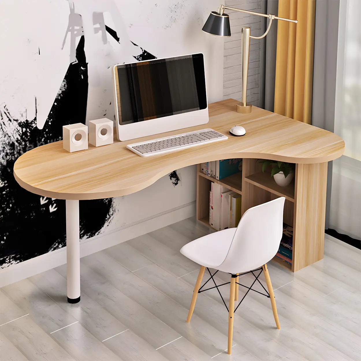 Modern textured desk wood metal desks