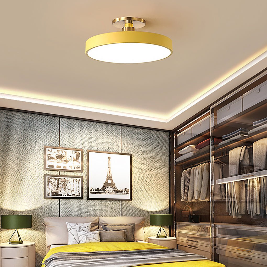 Lighom modern thick circular metal flush mount lighting — Yellow