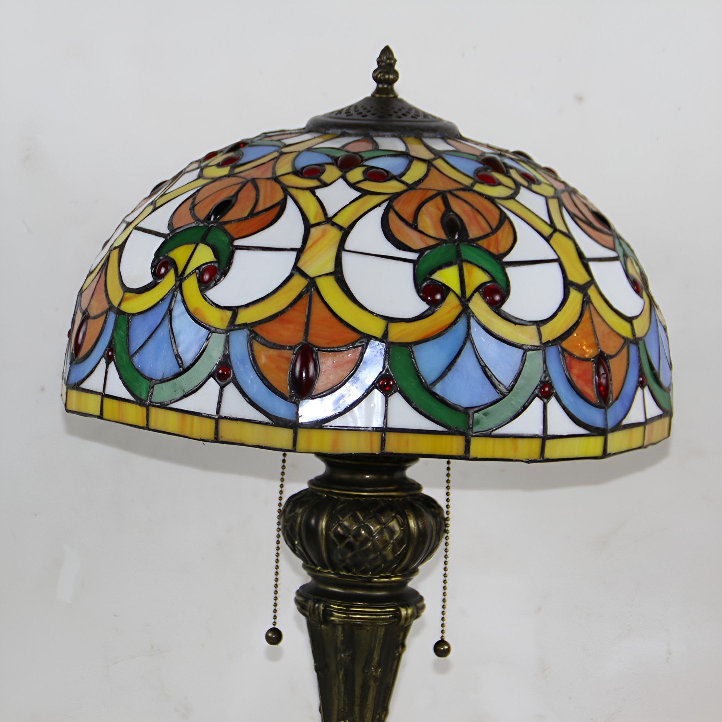 Tiffany Resin Glass Dome Hemispheric Flower Table Lamp