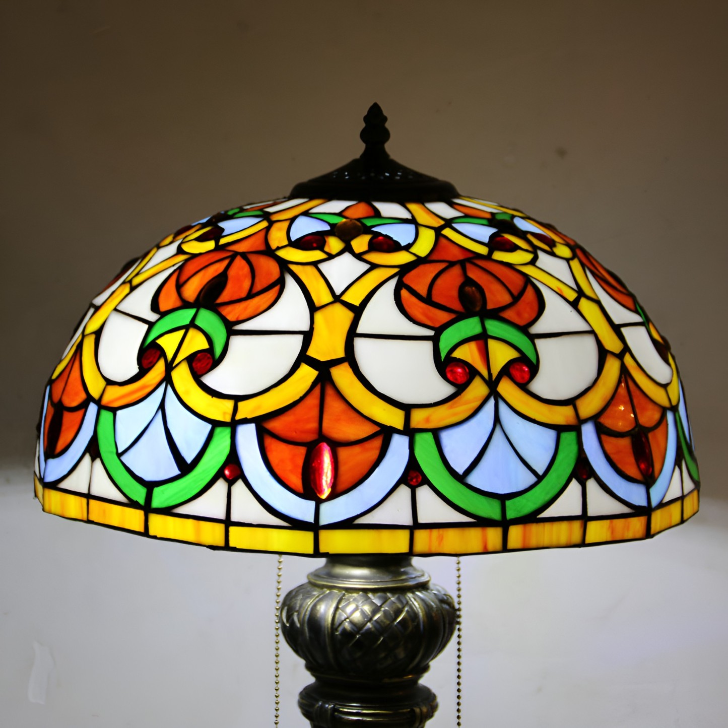 Tiffany Resin Glass Dome Hemispheric Flower Table Lamp