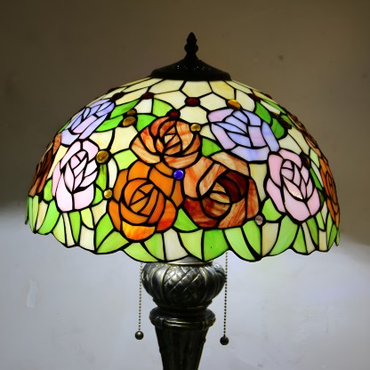 Tiffany Resin Glass Dome Hemispheric Flower Table Lamp