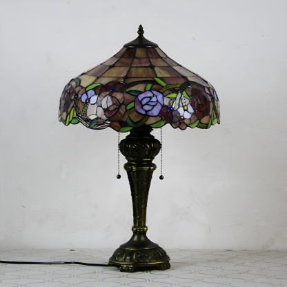 Tiffany Resin Glass Dome Hemispheric Flower Table Lamp