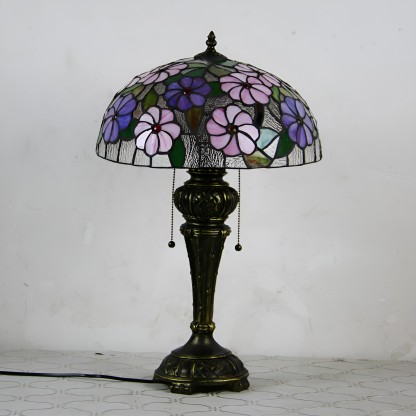 Tiffany Resin Glass Dome Hemispheric Flower Table Lamp
