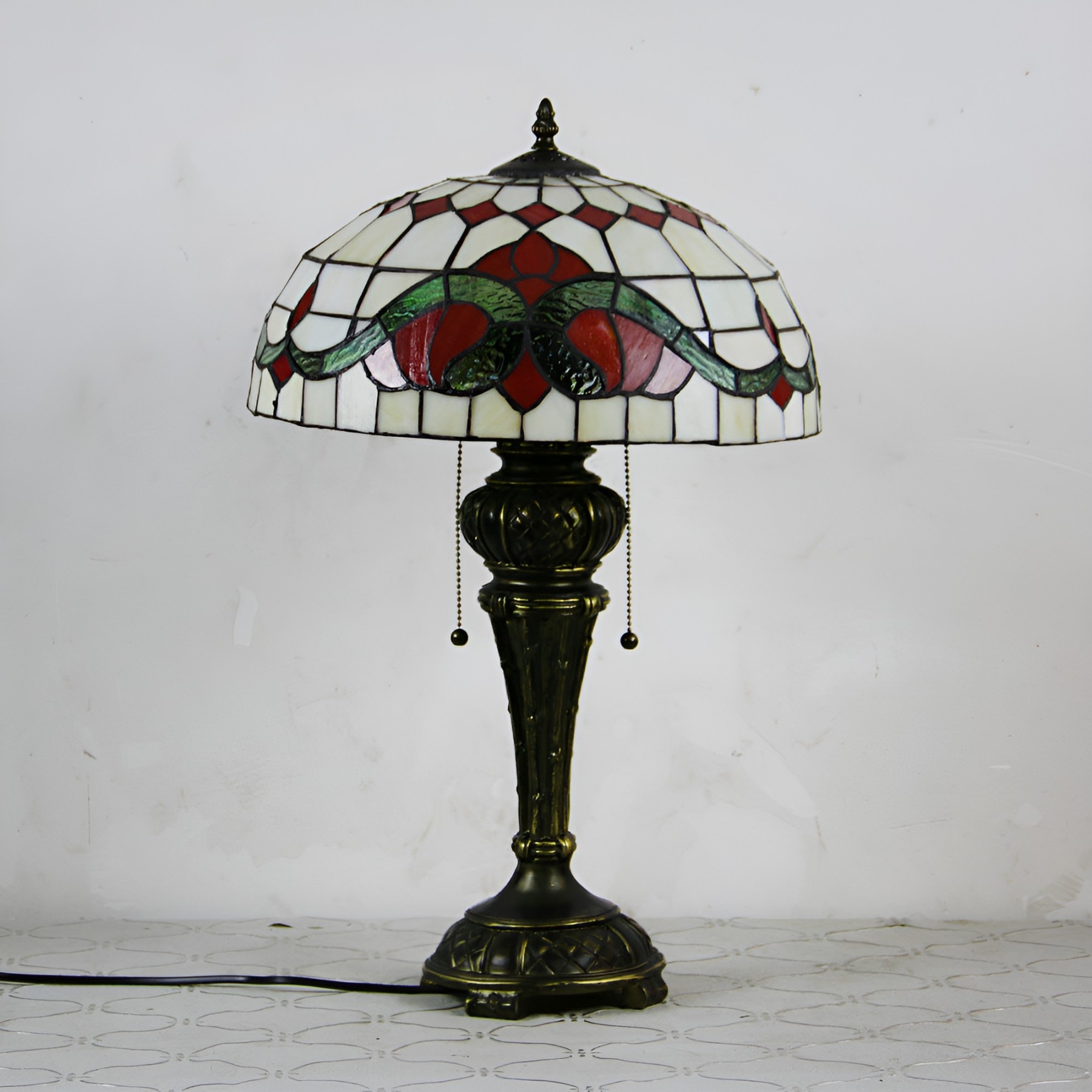 Tiffany Resin Glass Dome Hemispheric Flower Table Lamp