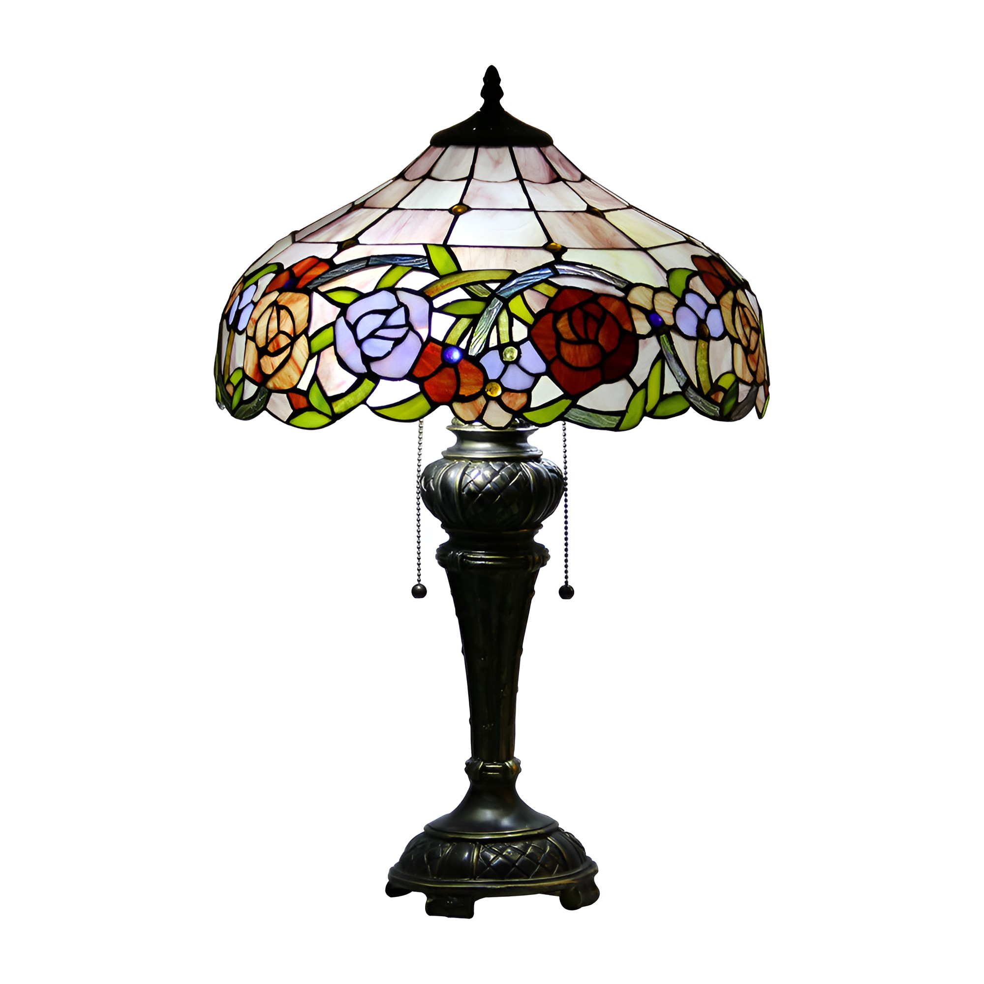 Tiffany Resin Glass Dome Hemispheric Flower Table Lamp