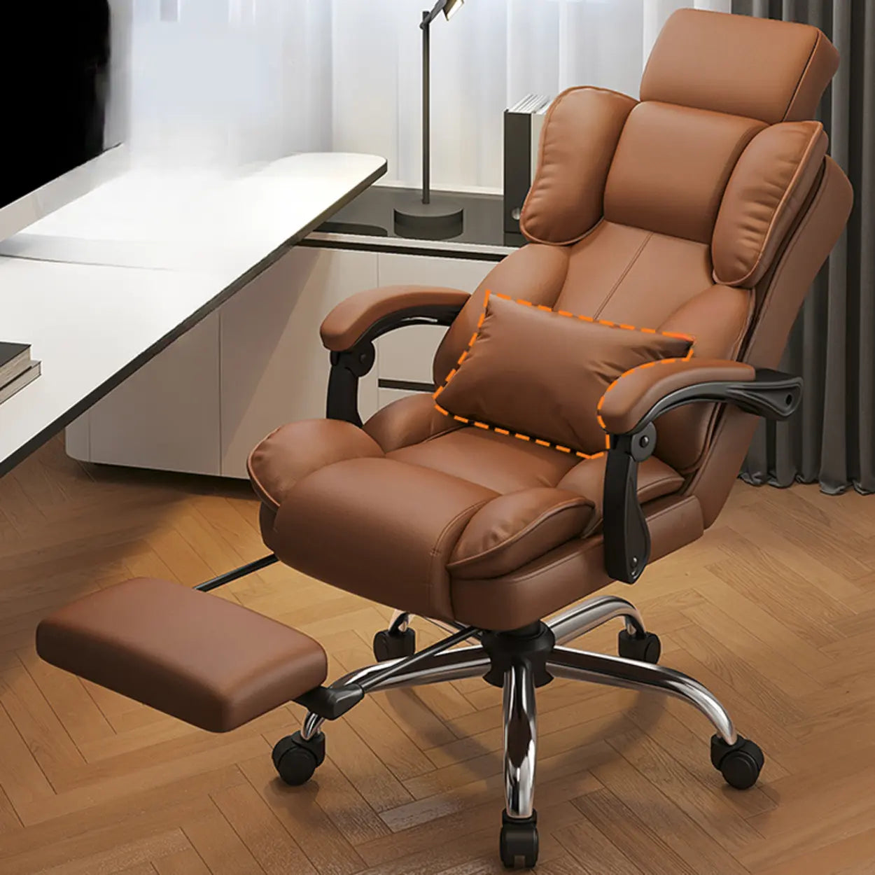 Adjustable Ergonomic Brown Tilt Office Chair