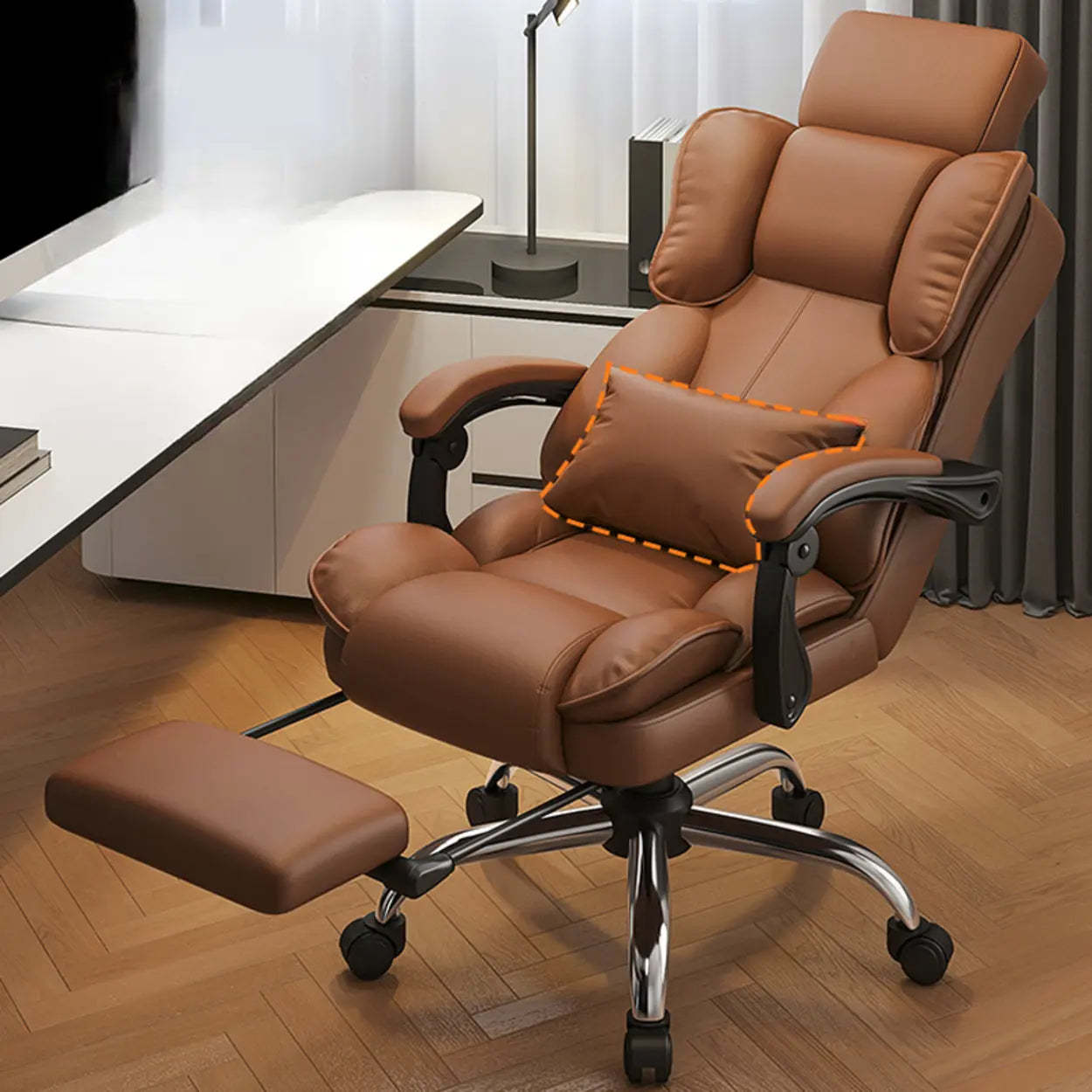 Adjustable Ergonomic Brown Tilt Office Chair