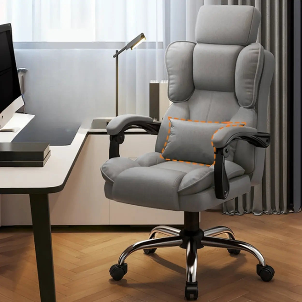 Adjustable Ergonomic Brown Tilt Office Chair — 3-Stage Gas Lift / Brown / With Footrest