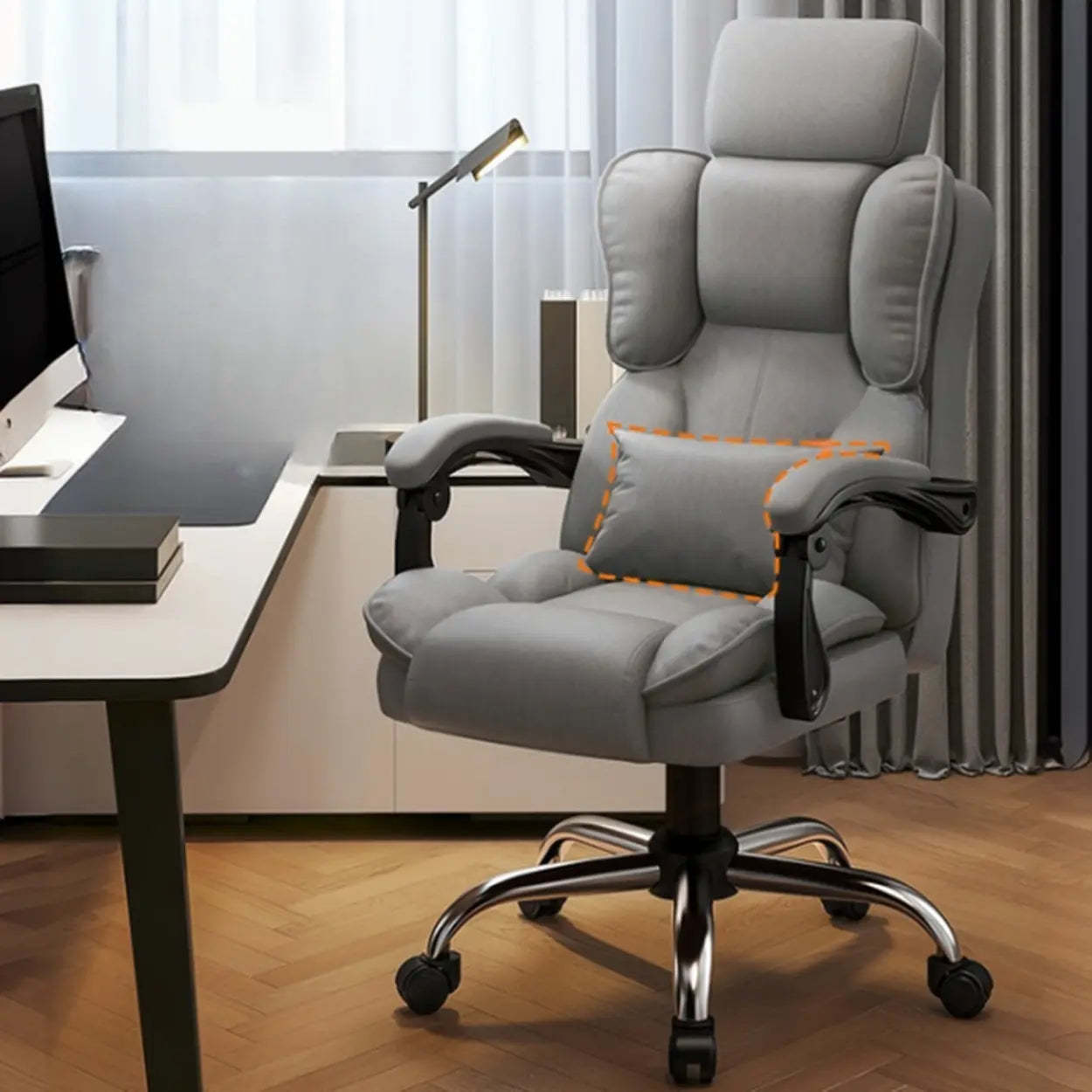 Adjustable Ergonomic Brown Tilt Office Chair — 3-Stage Gas Lift / Brown / With Footrest