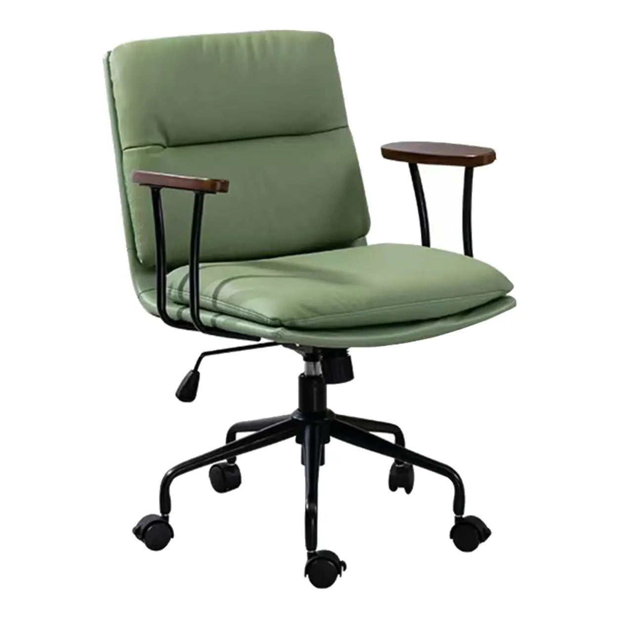 Tilt Ergonomic Off-White Leather Swivel Office Chair — Brown / With Arms / Casters Included