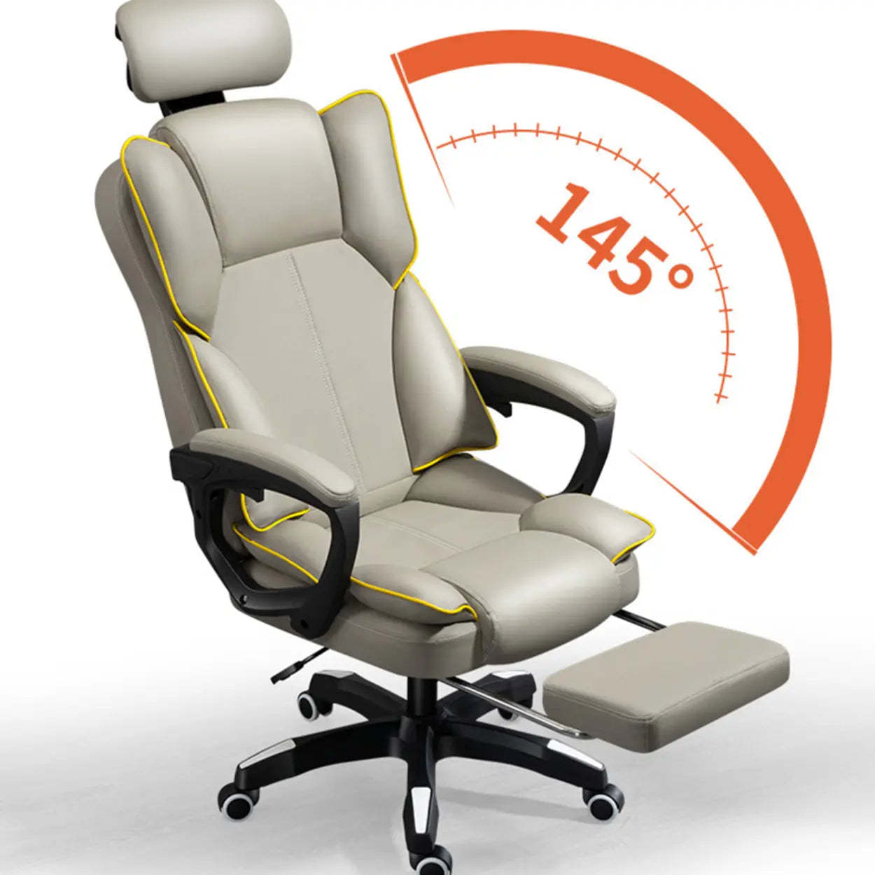 Tilt Lumbar-Support Leather Adjustable Swivel Office Chair