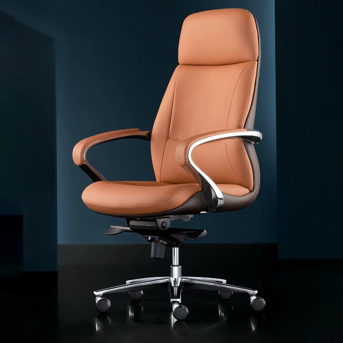Tilt Brown Leather Executive Swivel Office Chair