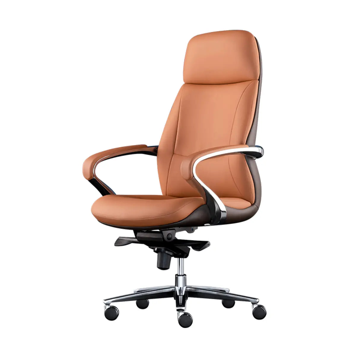 Tilt Brown Leather Executive Swivel Office Chair — Nappa