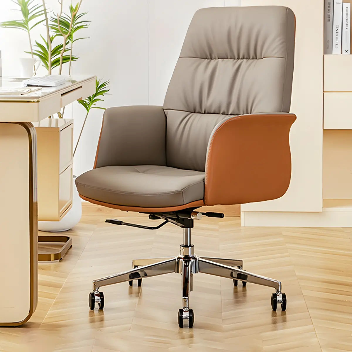 Tilt Swivel Brown Adjustable Office Chair