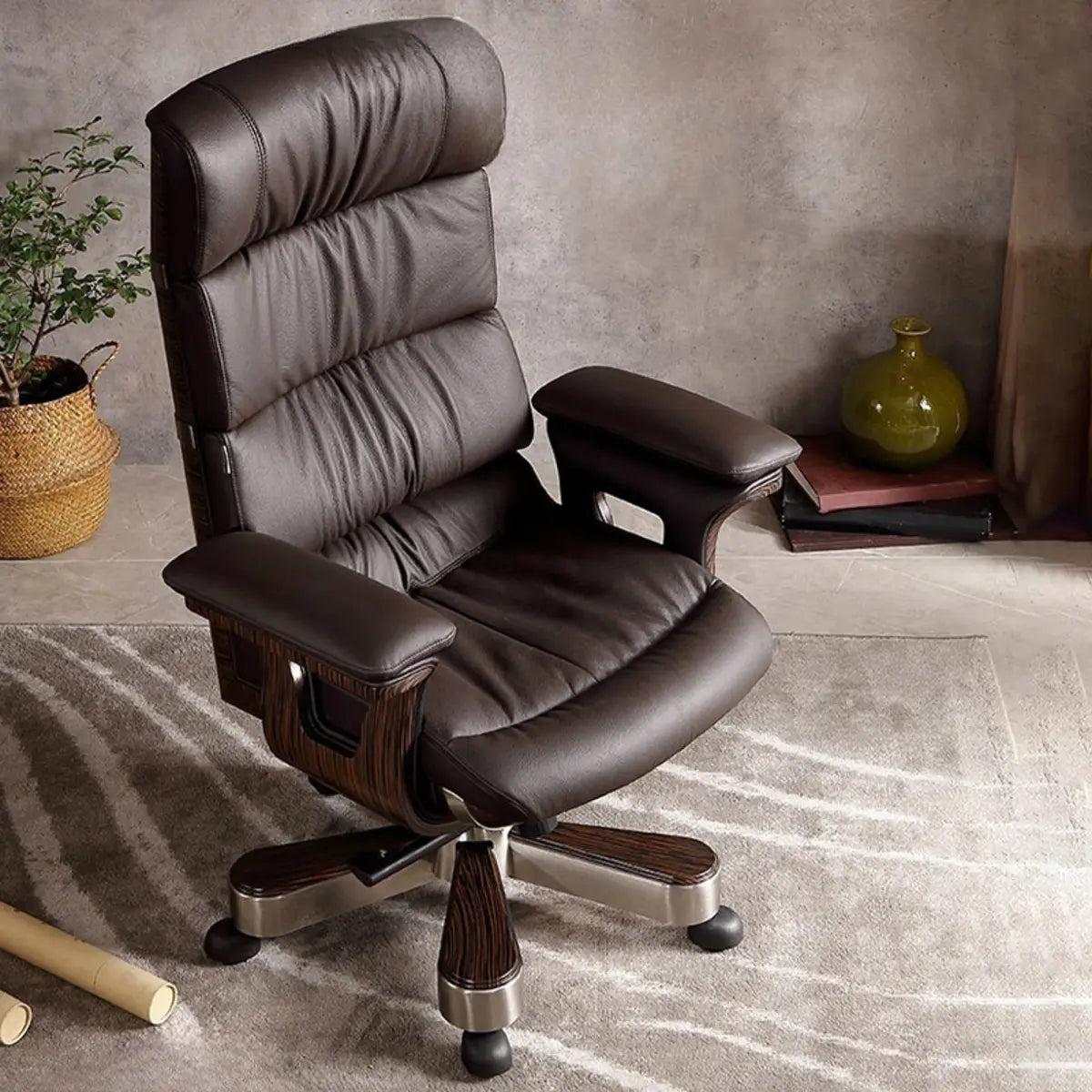 Tilt Swivel Leather Office Chair with Headrest