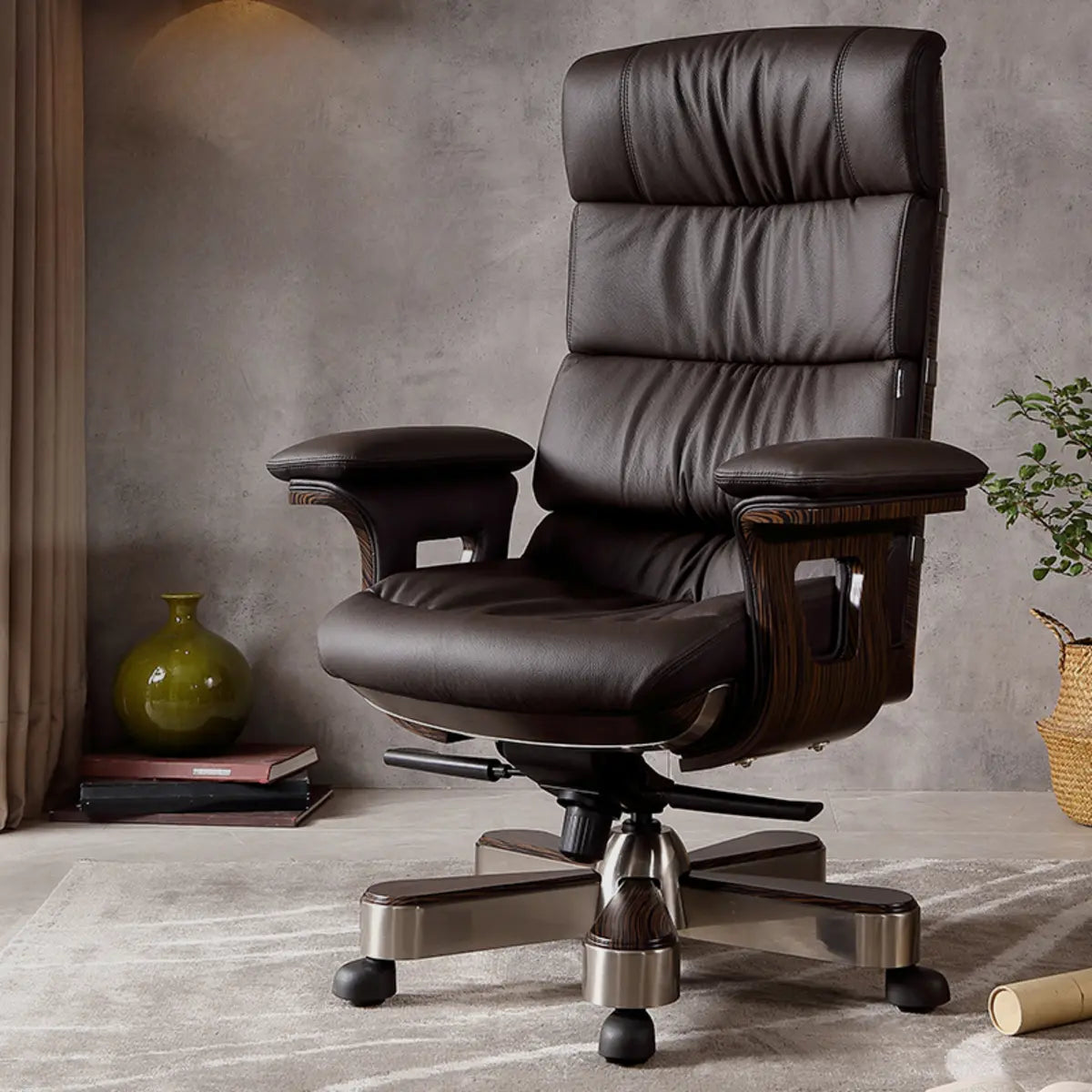 Tilt Swivel Leather Office Chair with Headrest