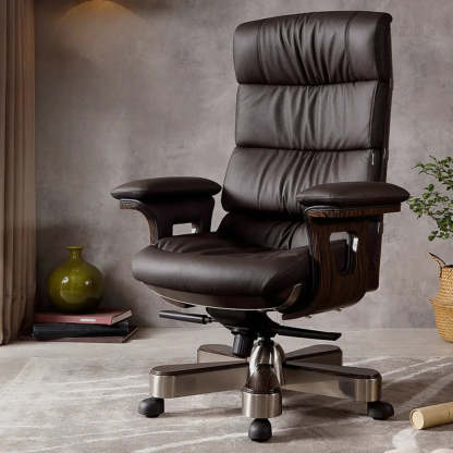 Tilt Swivel Leather Office Chair with Headrest