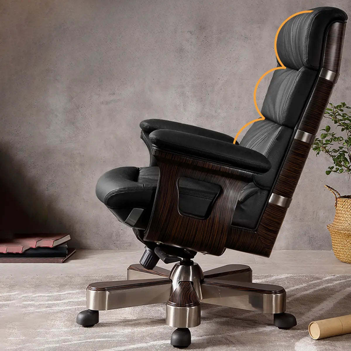 Tilt Swivel Leather Office Chair with Headrest