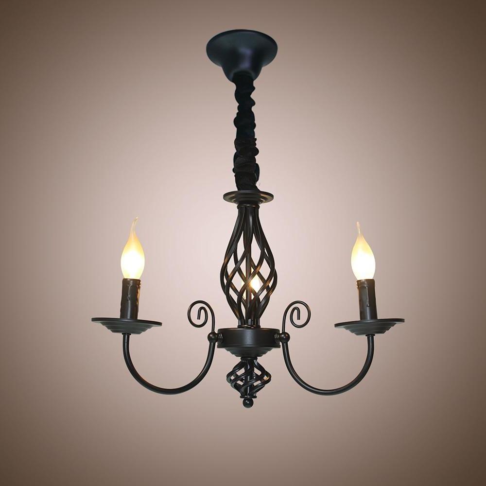 Candle oil-rubbed chandeliers in metal — Matte Black