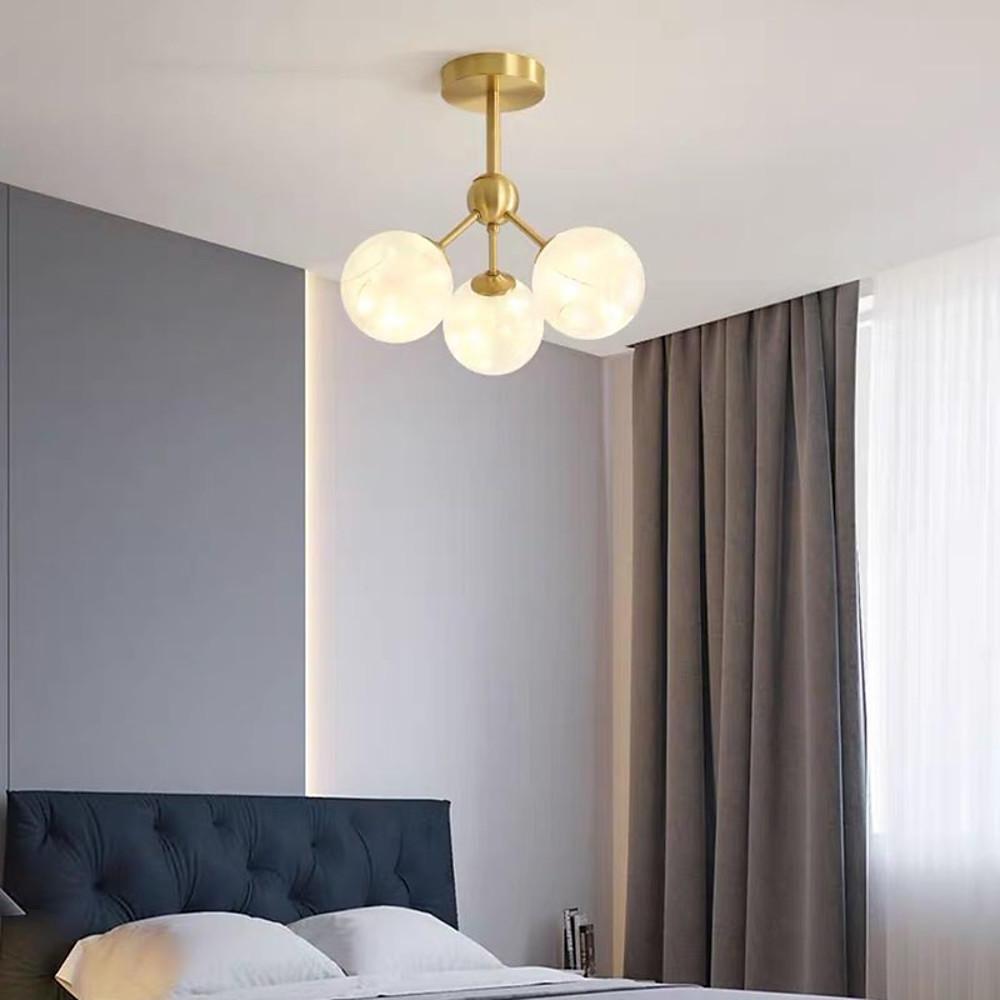 Lighom 3-globe semi white semi-flush mount light