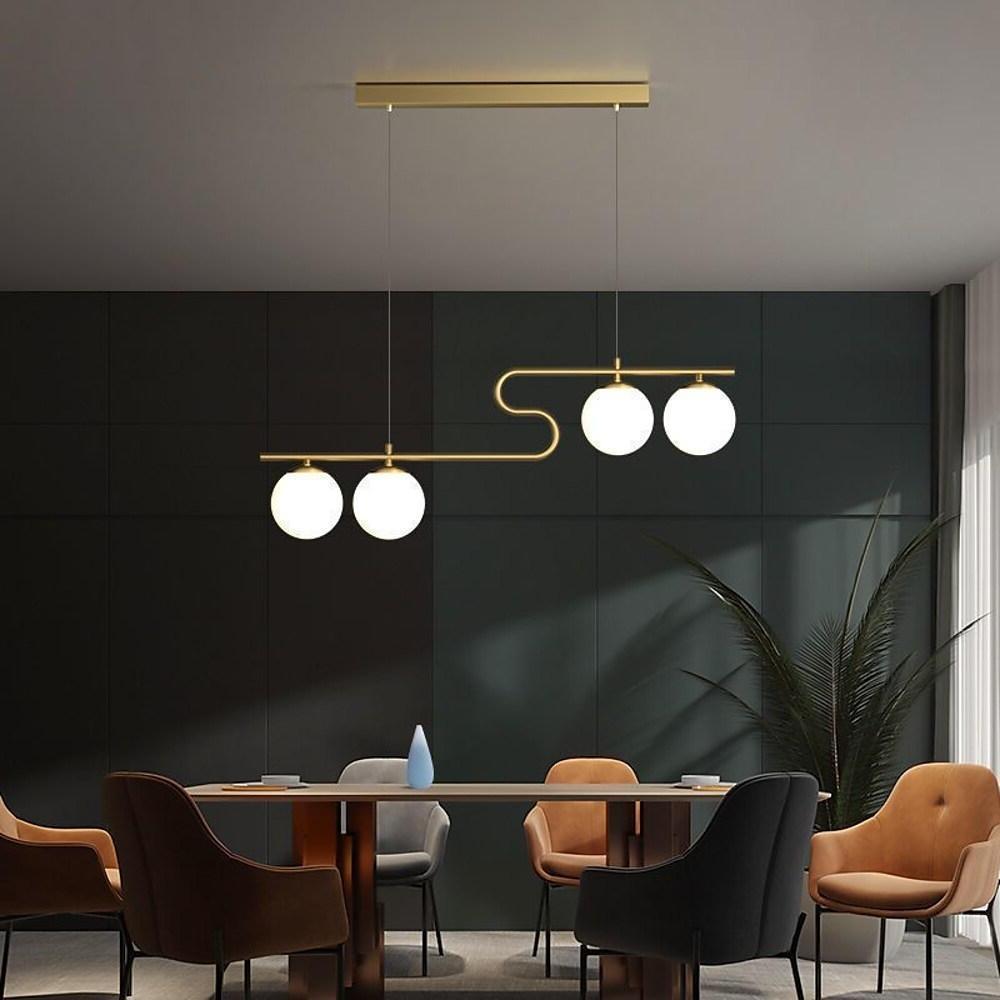 4-globe curve metal pendant lighting for entryway — Brushed Gold