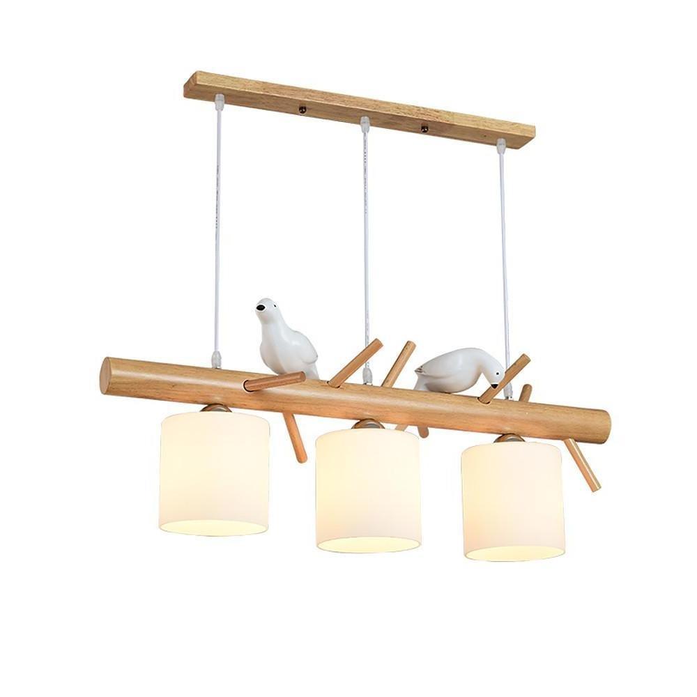 Rustic Island Kitchen Pendant Lighting Wood Bamboo Glass Pendant Lighting-Lighom