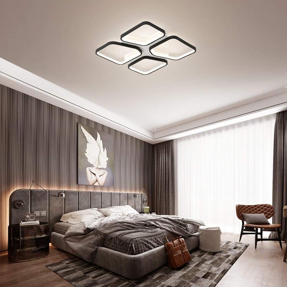 Arbitrary geometric synthetic flush mount lighting for bedroom — 17" Diameter / Warm White (3000K) / Matte Black