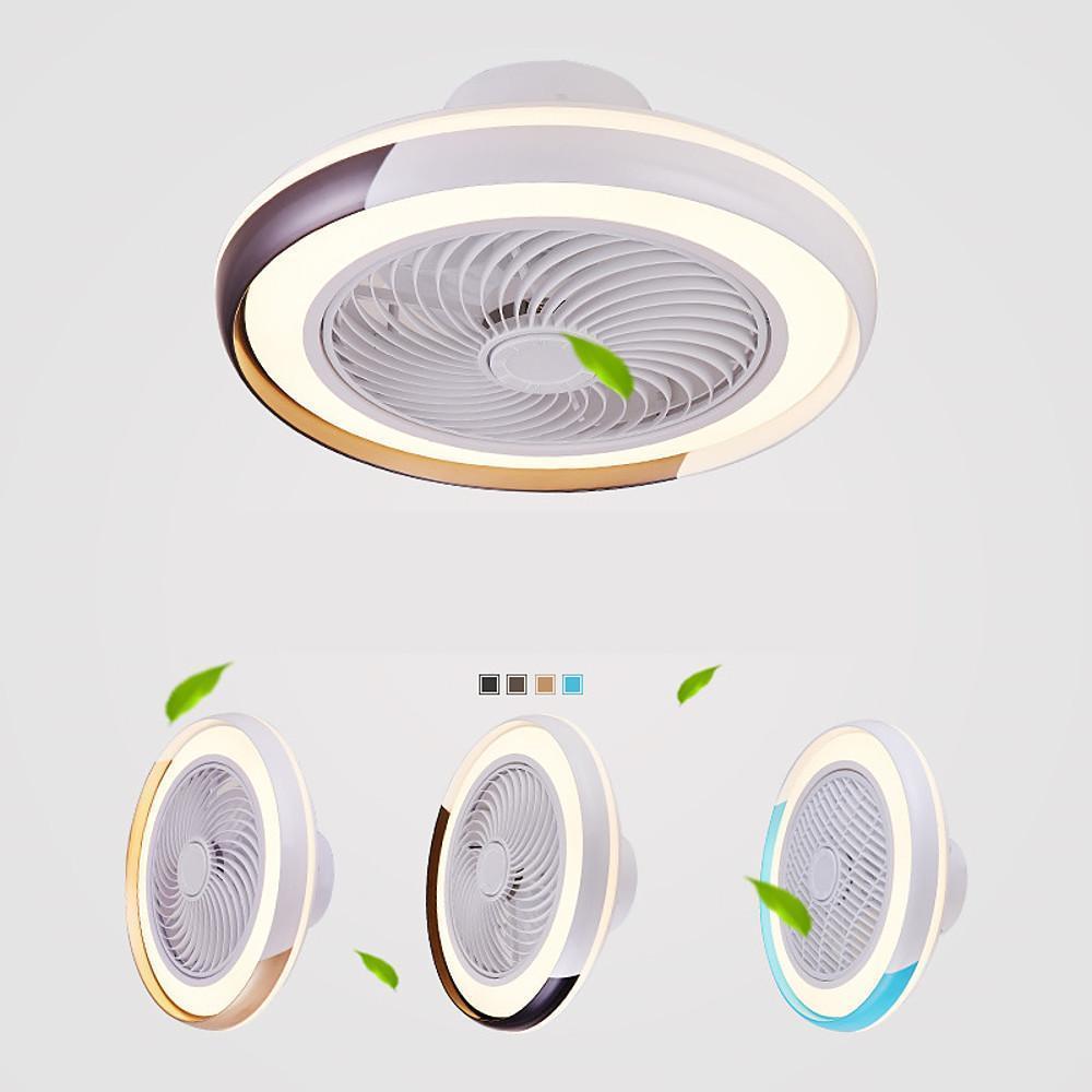 White Flush Mount Bladeless Fan Ceiling with LED Light-Lighom