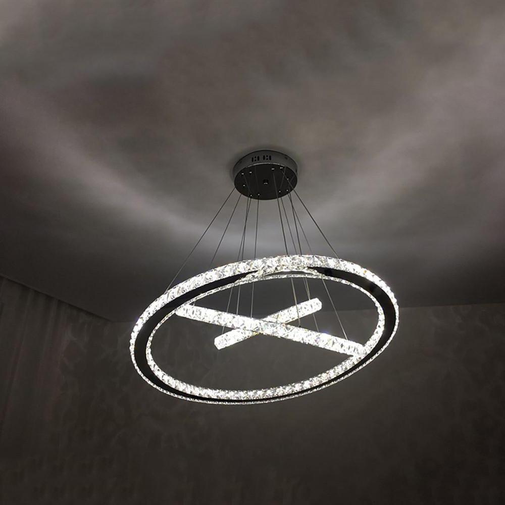 Interwoven Geometrical Circle Crystal Chandeliers for Living Room-Lighom