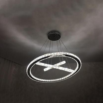 Interwoven Geometrical Circle Crystal Chandeliers for Living Room-Lighom