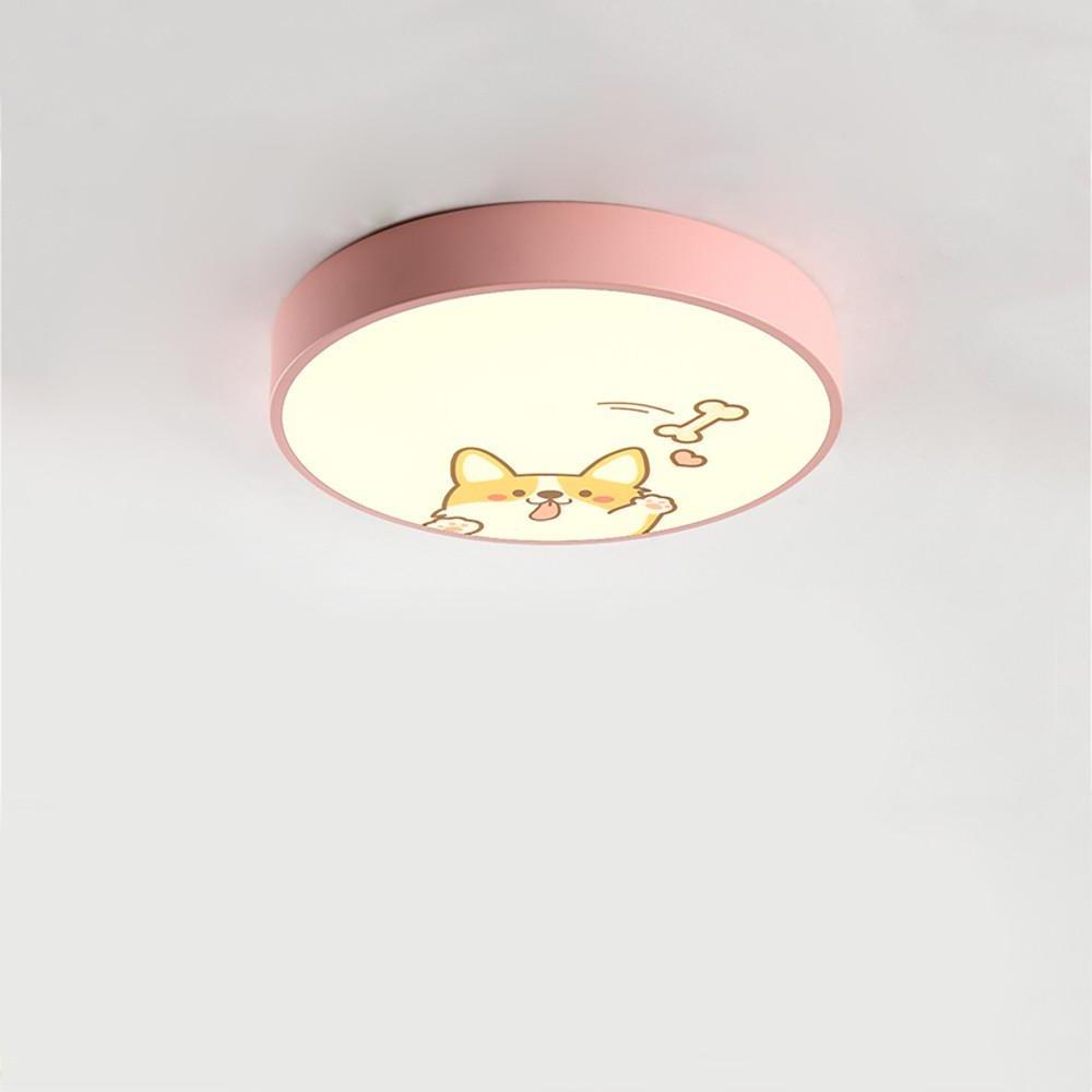 White dog circular flush mount lighting — Cool White (6000K)