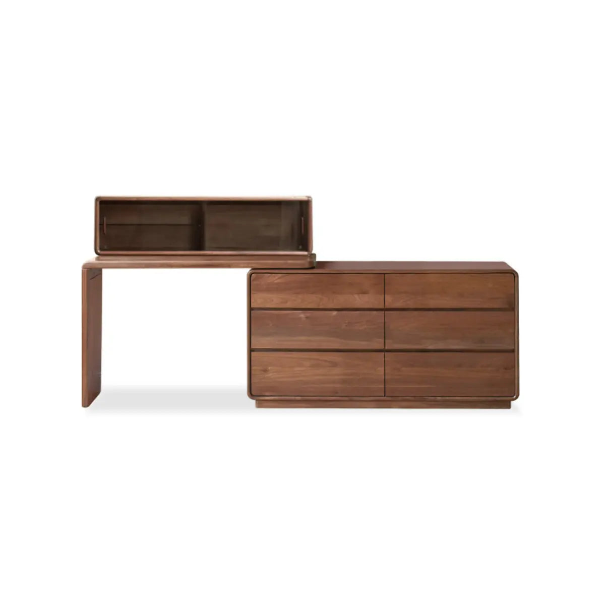 Traditional Natural Wood Drawer Makeup Vanity — Left