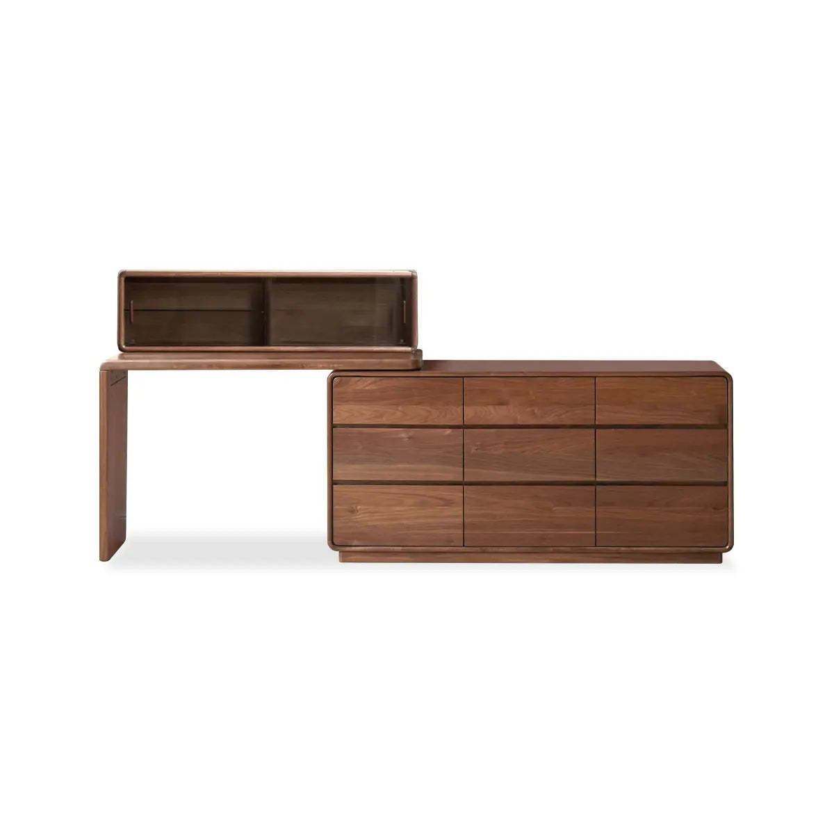 Traditional Natural Wood Drawer Makeup Vanity — Left