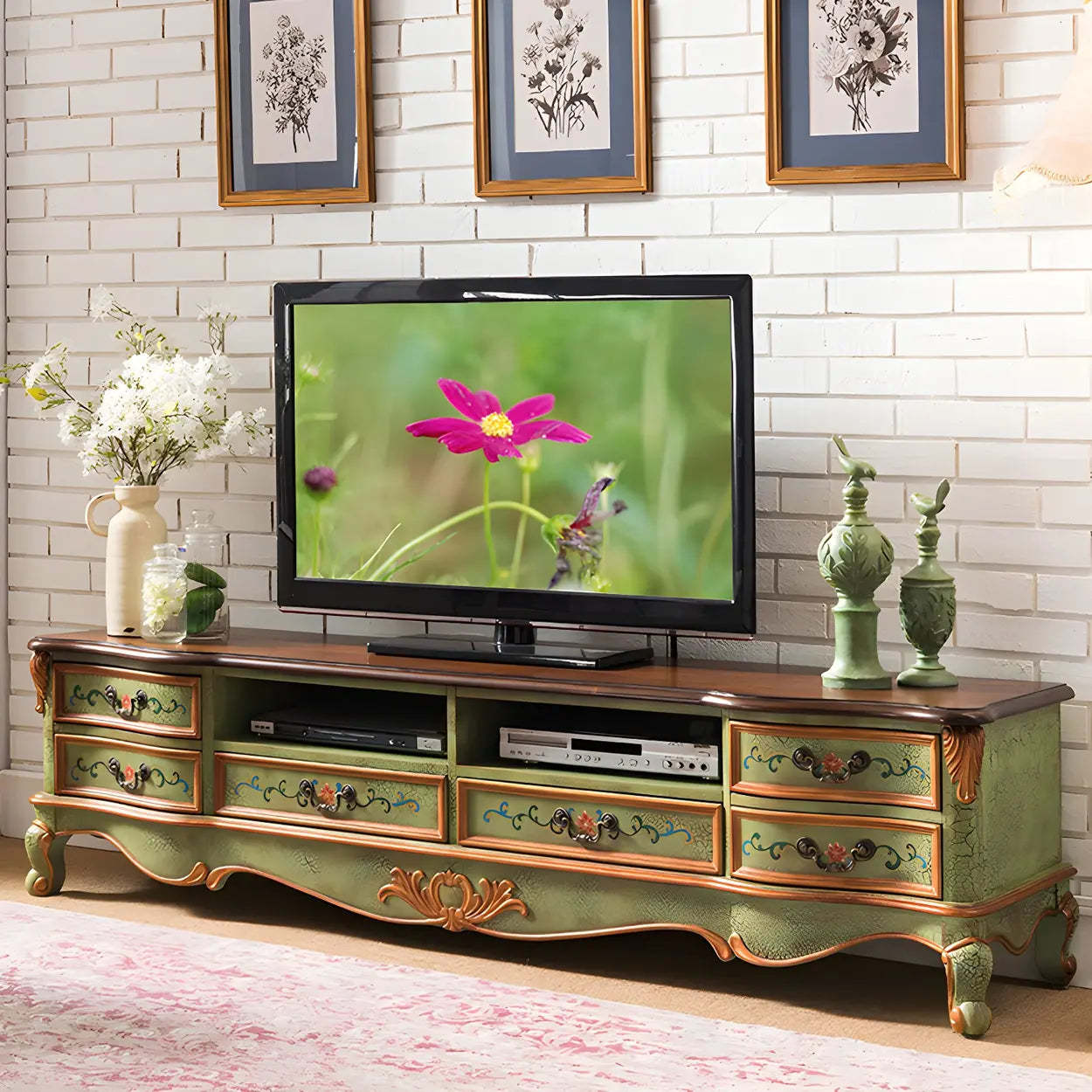 Traditional drawer open wood tv stands