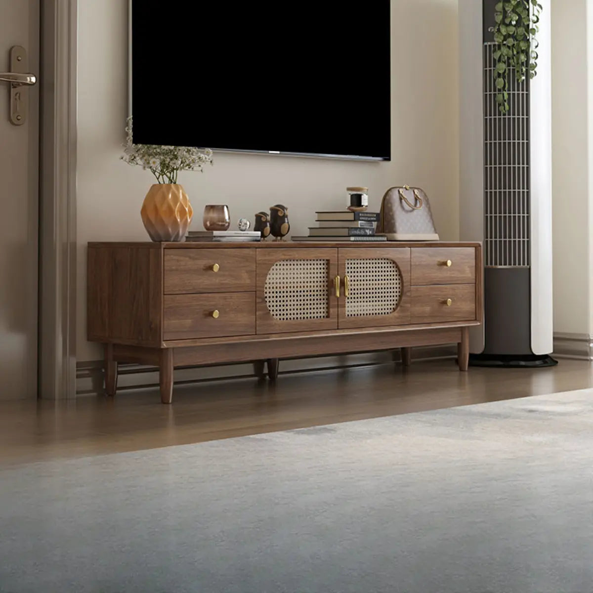 Traditional ventilated stand wood tv stands — 71" L x 14" W x 20" H