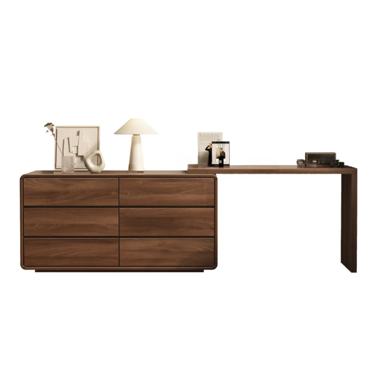 Traditional Brown Wood Drawer Vanity Set with Mirror