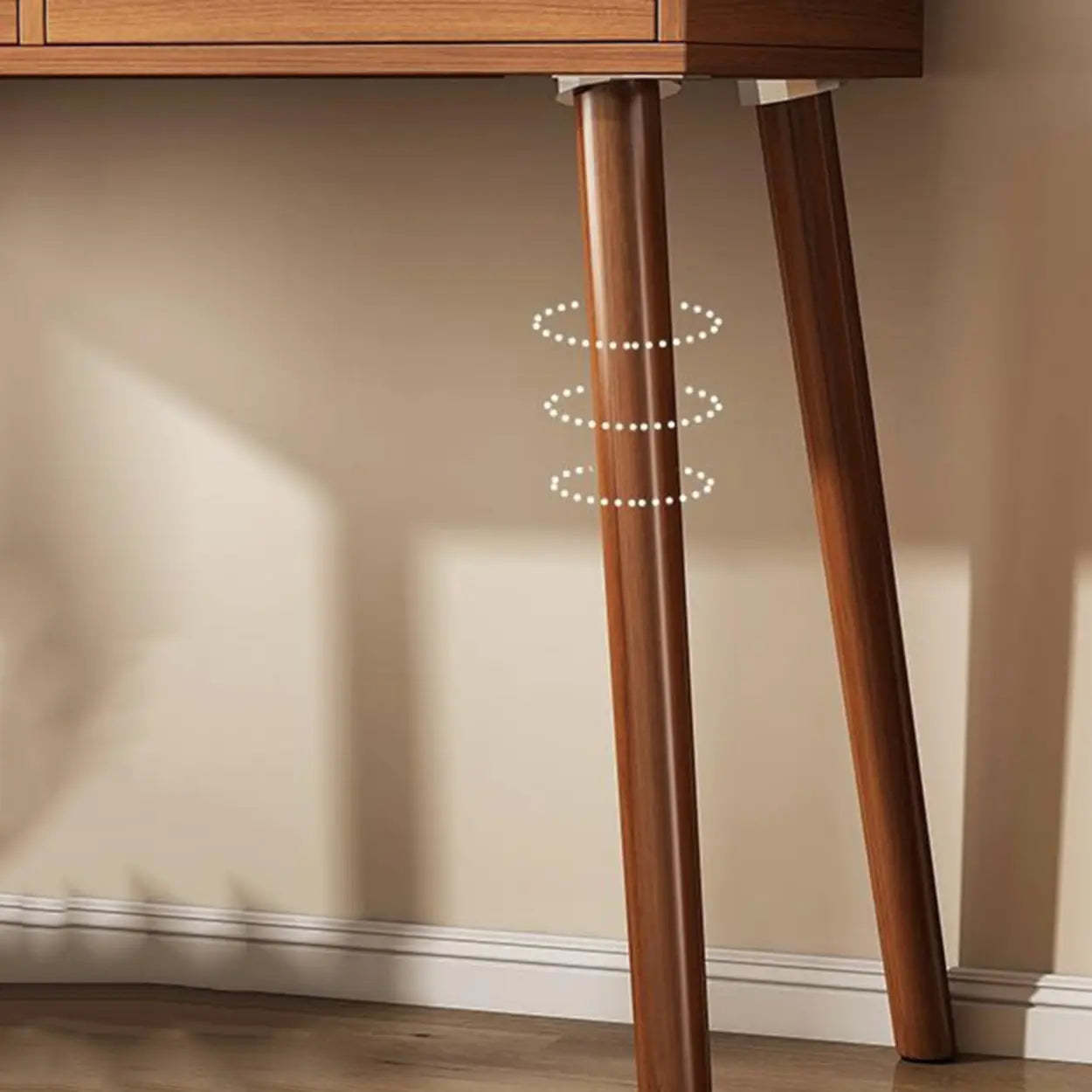 Traditional Brown Wood Makeup Vanity with Mirror