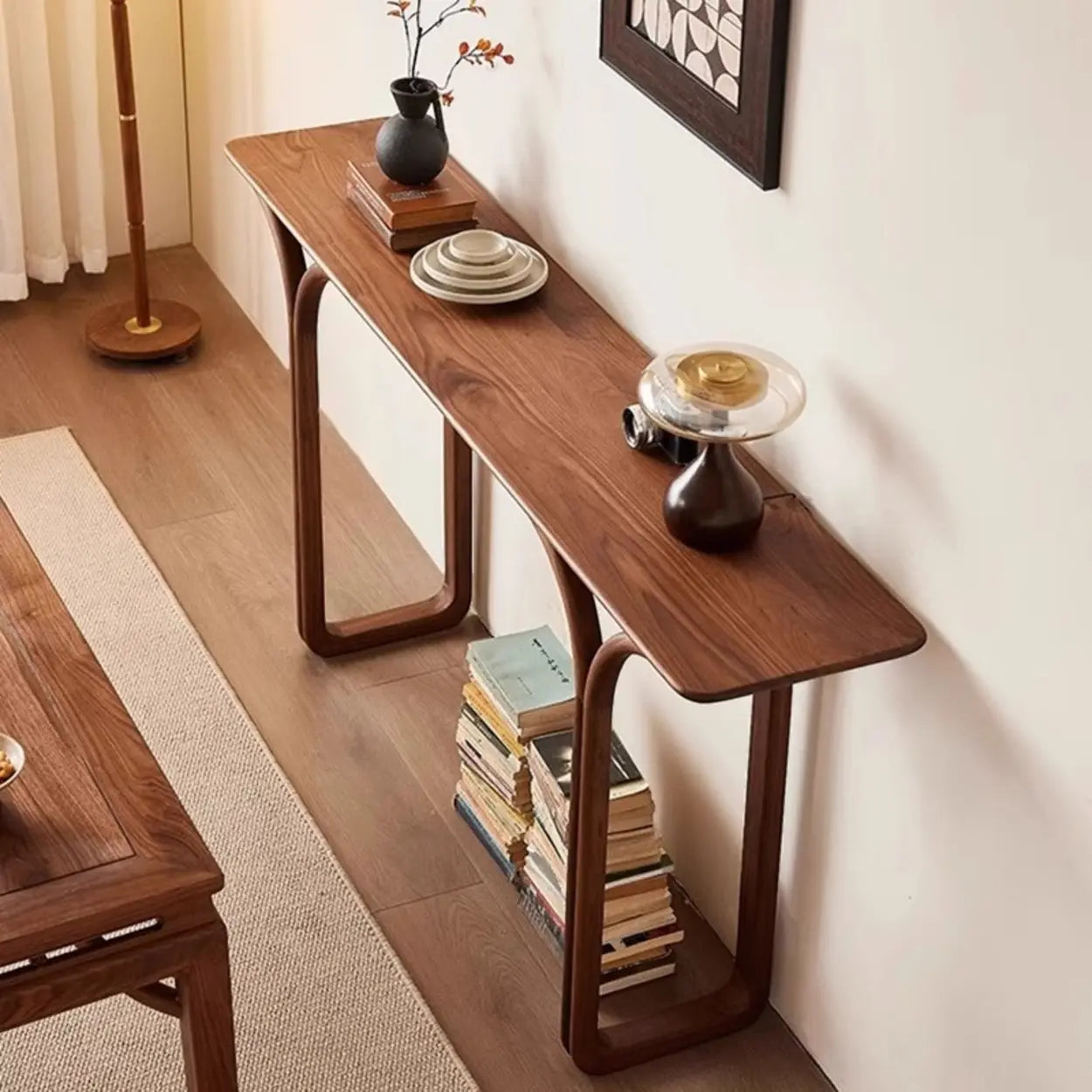 Traditional rectangular end & side tables in wood — 39" L x 14" W x 35" H