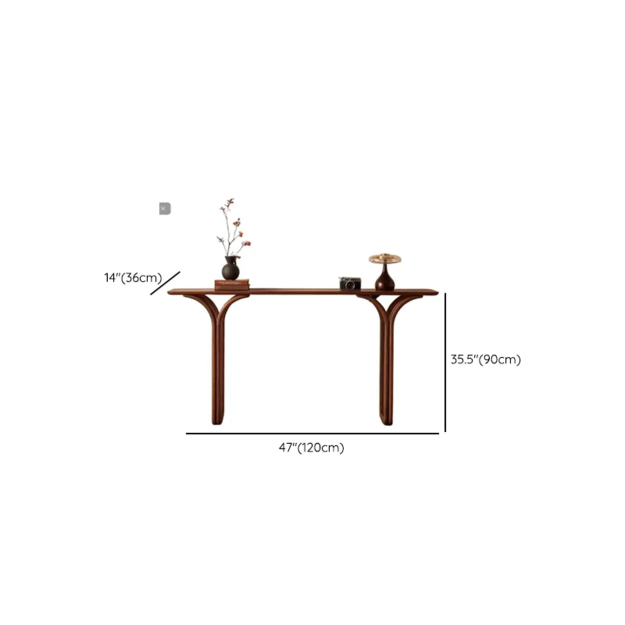 Traditional Brown Wood Rectangular Console Table