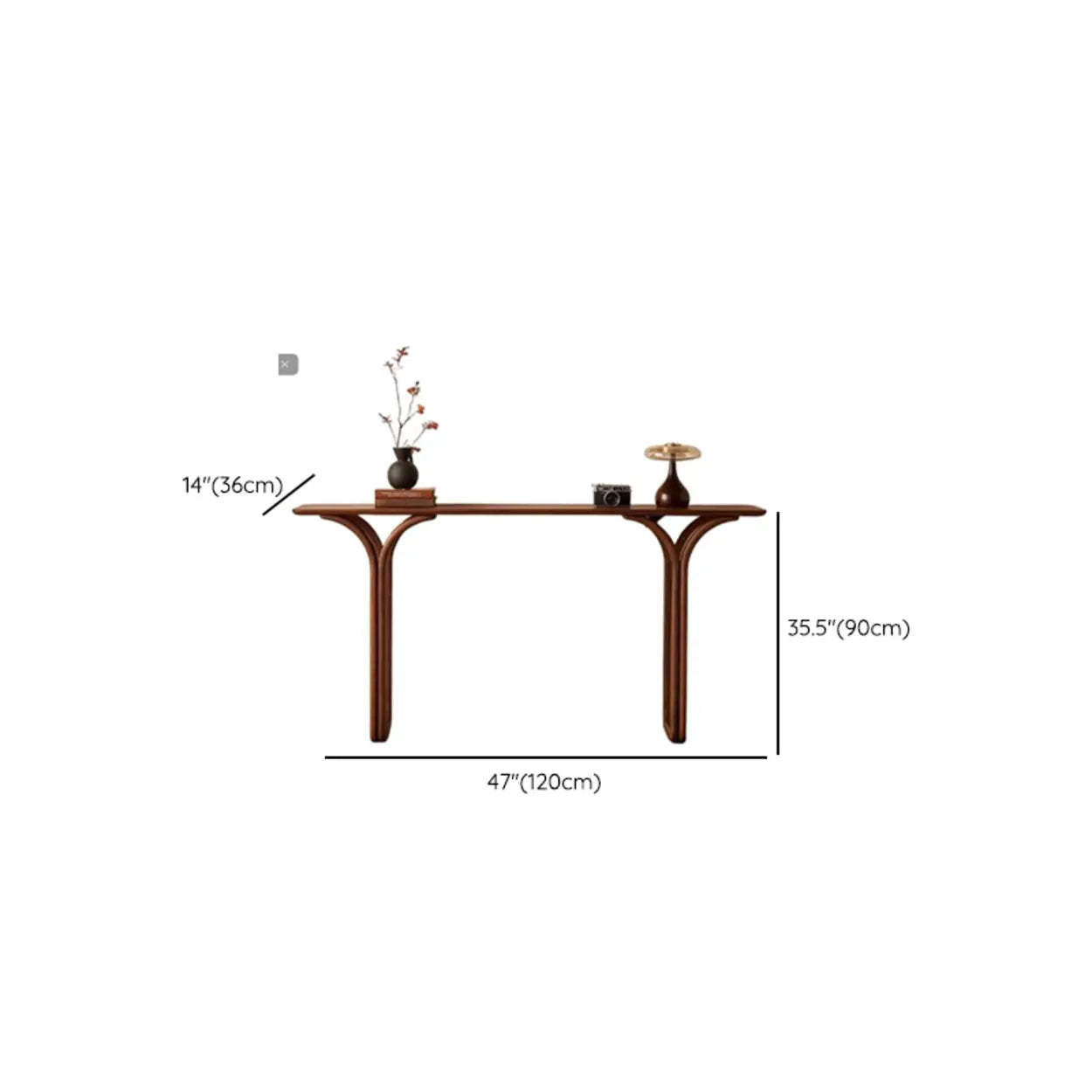 Traditional Brown Wood Rectangular Console Table