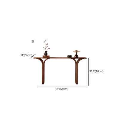Traditional Brown Wood Rectangular Console Table