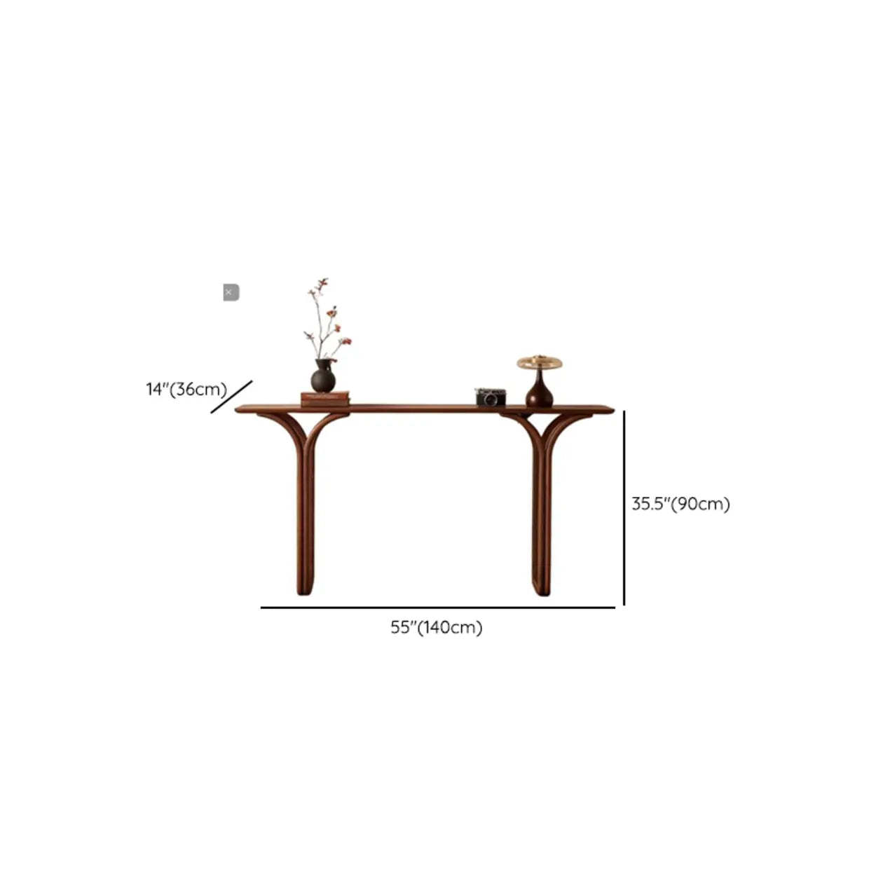 Traditional Brown Wood Rectangular Console Table