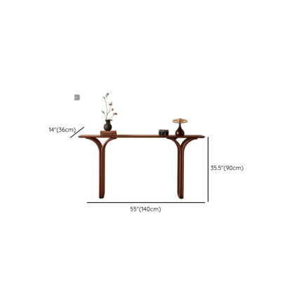 Traditional Brown Wood Rectangular Console Table